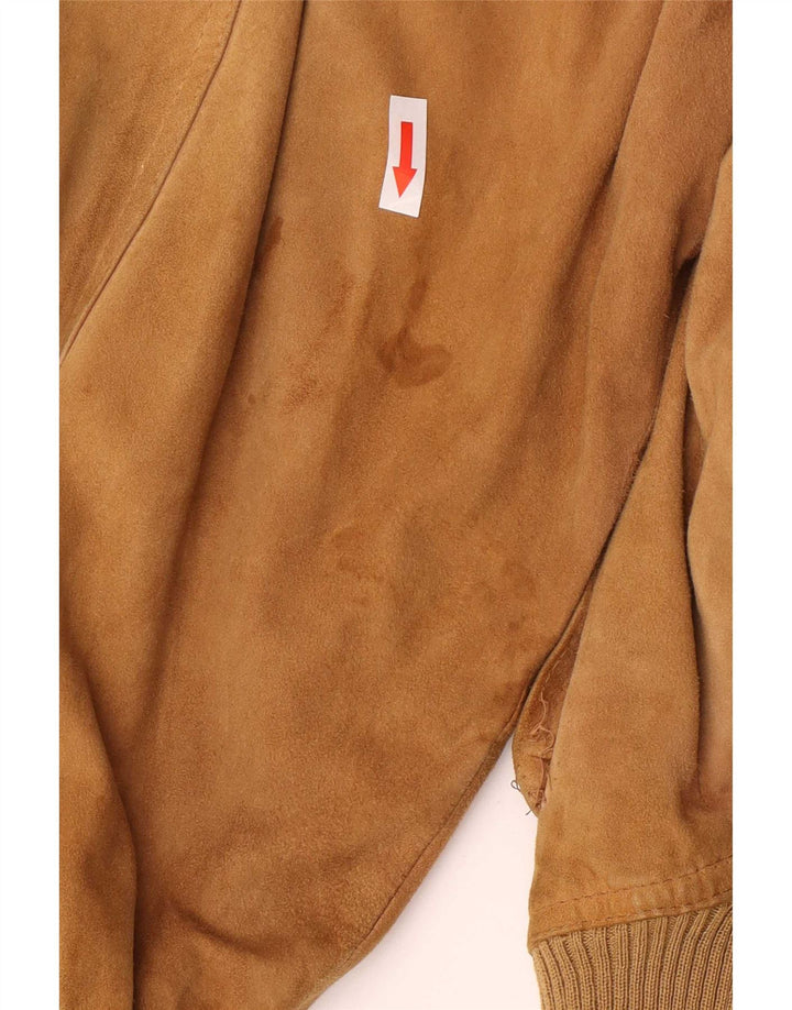 Giubbotto bomber vintage in pelle scamosciata da uomo IT 54 2XL Marrone retrò