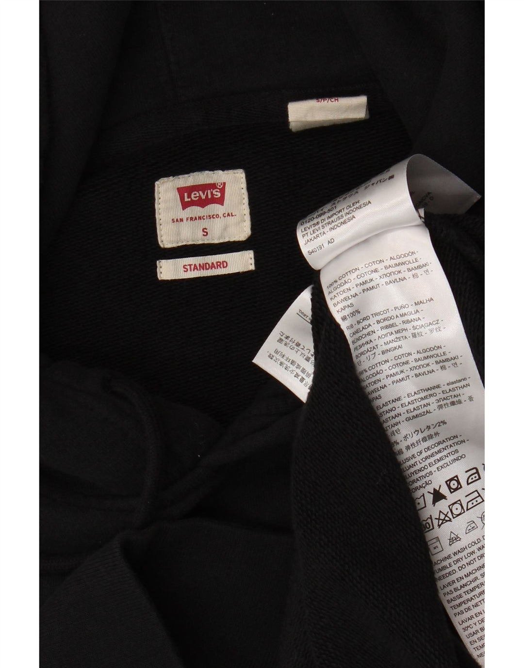 LEVI'S Felpa con cappuccio grafica standard da uomo, piccola, in cotone nero
