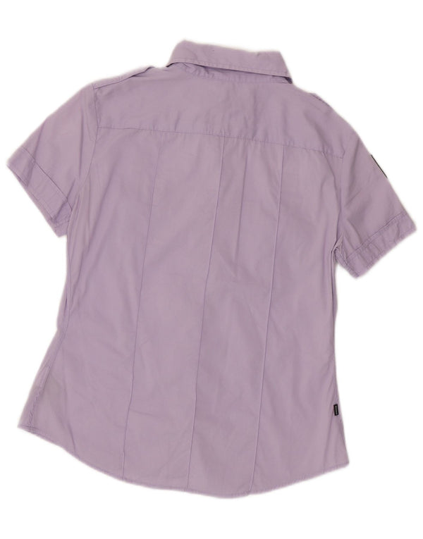 Camicia a maniche corte grafica militare da donna Blauer UK 12 viola medio