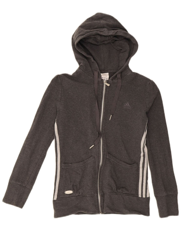 Maglione con cappuccio e zip da donna Adidas UK 16 grande cotone grigio