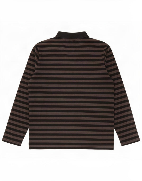 Polo da rugby da uomo a maniche lunghe Zara XL in cotone a righe nere