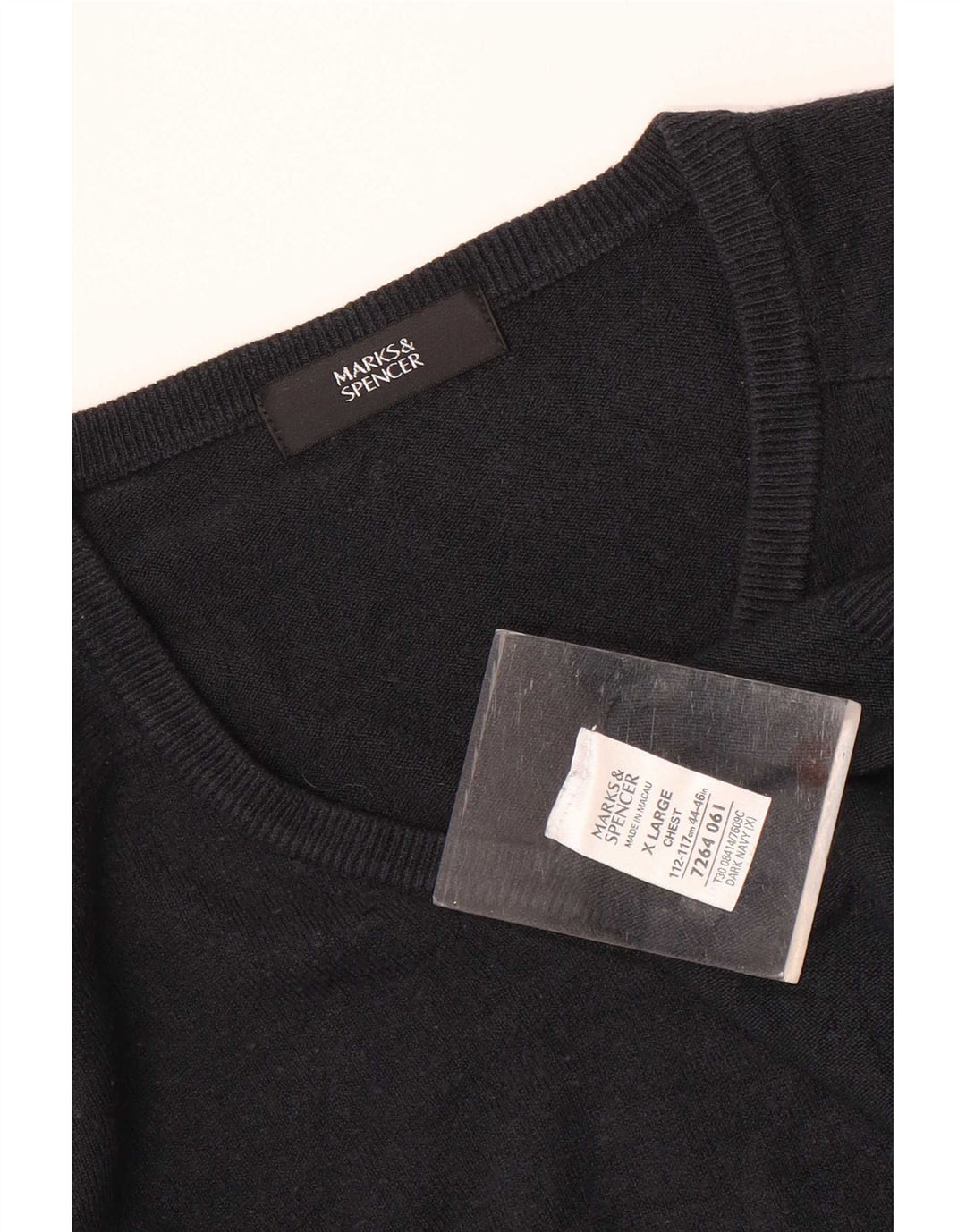 Maglione maglione con scollo a V da uomo Marks & Spencer XL blu navy acrilico