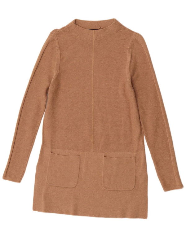 Abito maglione a maniche lunghe da donna Marks & Spencer UK 10 piccolo cotone beige