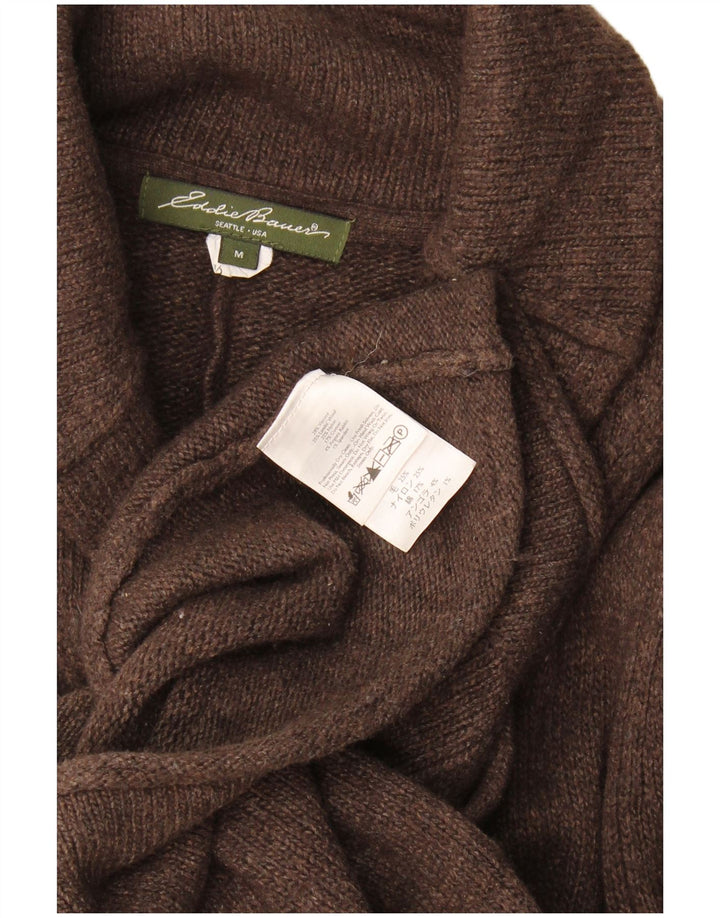 Maglione cardigan da donna Eddie Bauer UK 12 Angora marrone medio