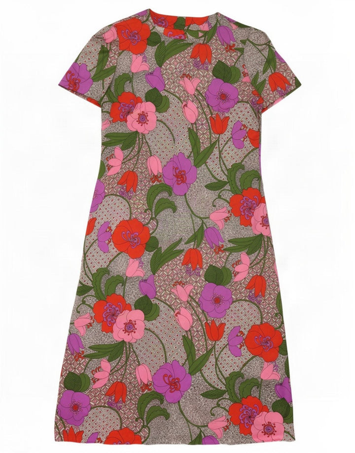 Abito basic vintage da donna UK 12 medio floreale multicolore