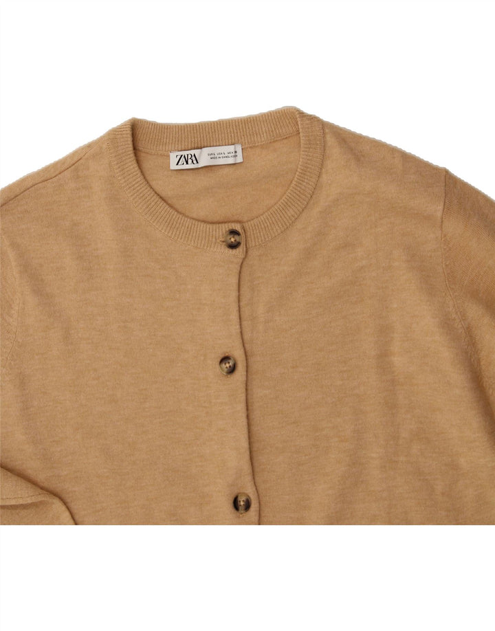 ZARA Womens Cardigan Sweater UK 16 Large Beige Acrylic Vintage Zara and Second-Hand Zara from Messina Hembry 