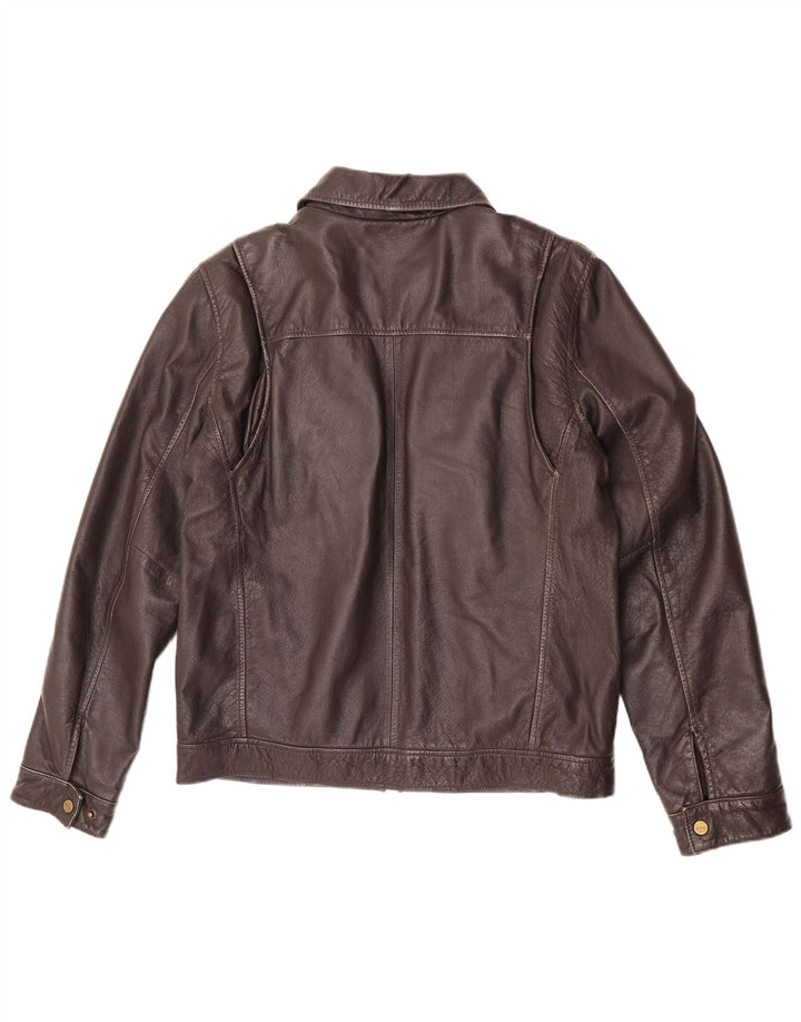 Guess Giacca in pelle da uomo UK 38 Pelle marrone medio
