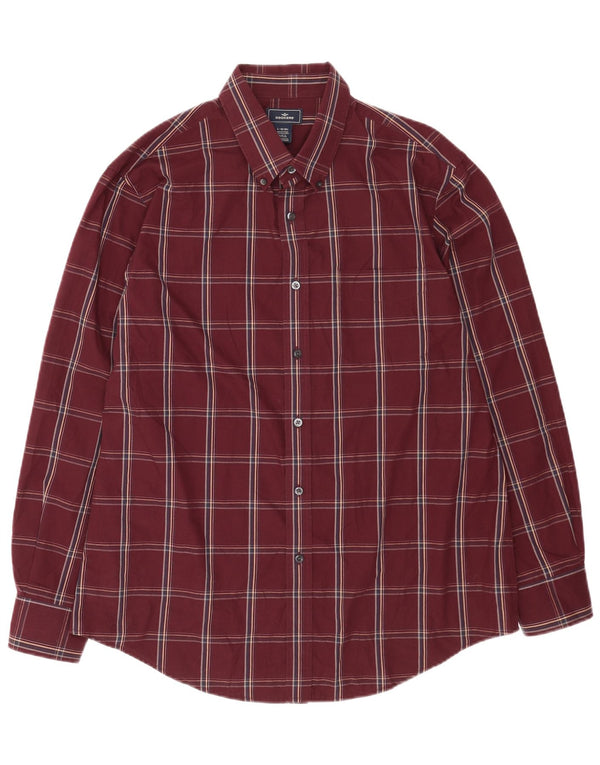 Camicia da uomo Dockers taglia 16 16 1/2 grande cotone a quadri rossi