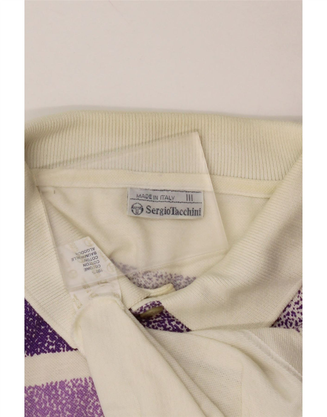 SERGIO TACCHINI Polo da uomo piccola in cotone a righe bianco sporco