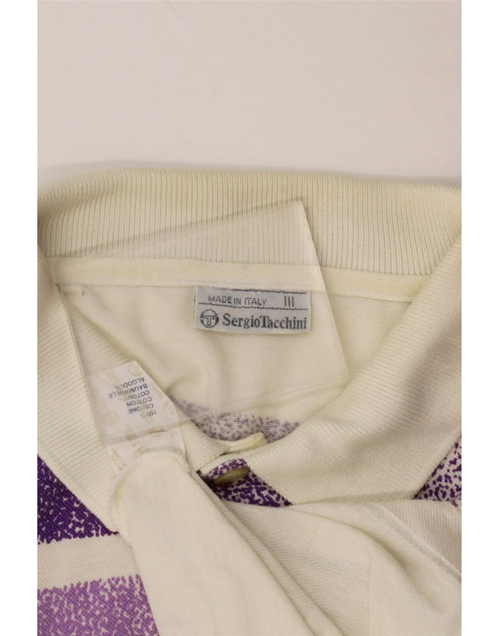 SERGIO TACCHINI Polo da uomo piccola in cotone a righe bianco sporco