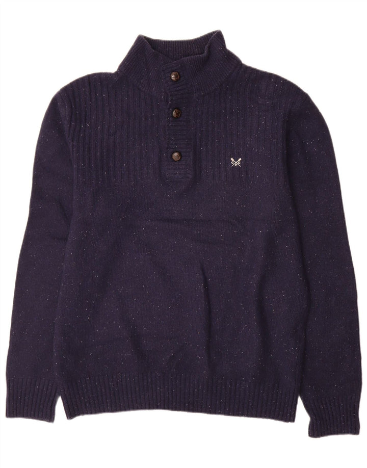 Crew Clothing Maglione da uomo con collo a bottoni XL Blu navy screziato