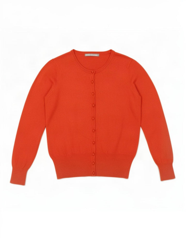 Maglione cardigan da donna Marks & Spencer UK 14 Viscosa arancione medio