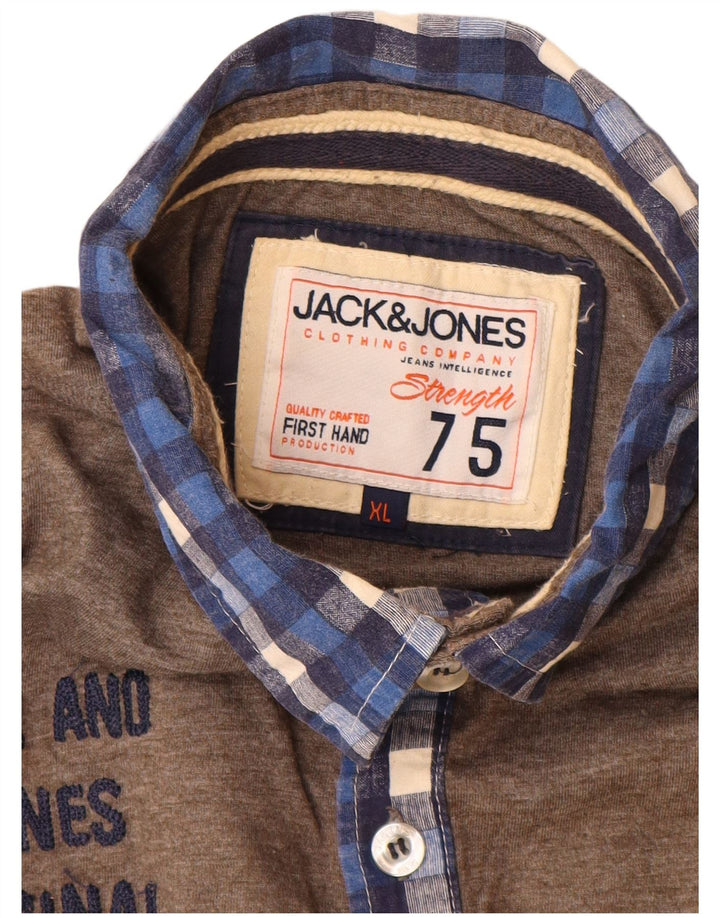 Polo grafica da uomo Jack & Jones XL marrone poliestere