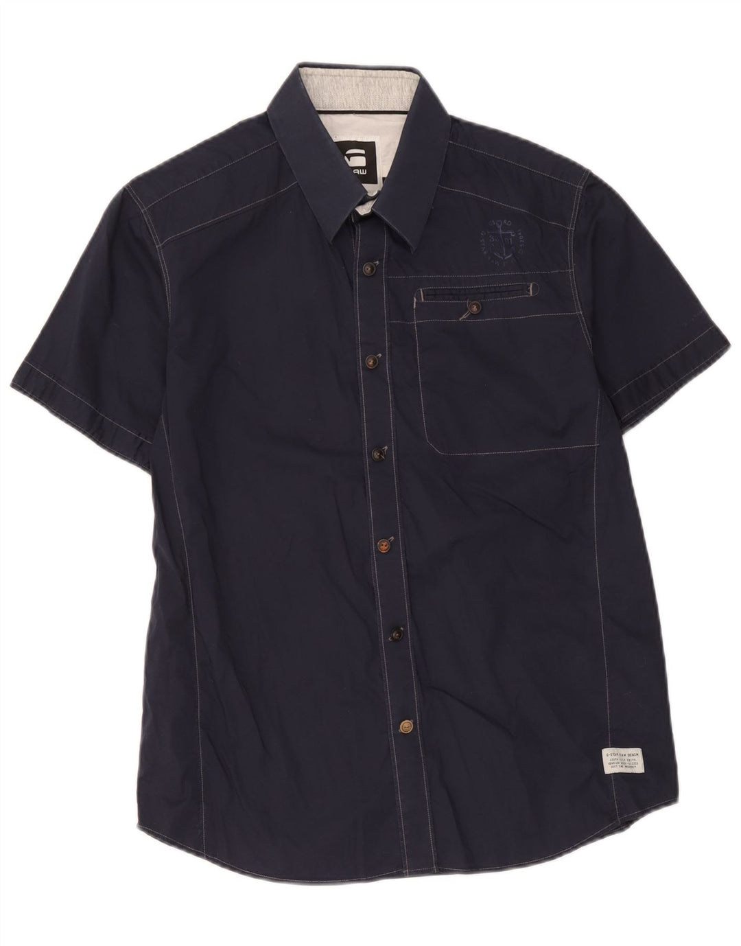 Camicia a maniche corte da uomo G-Star grande in cotone blu navy