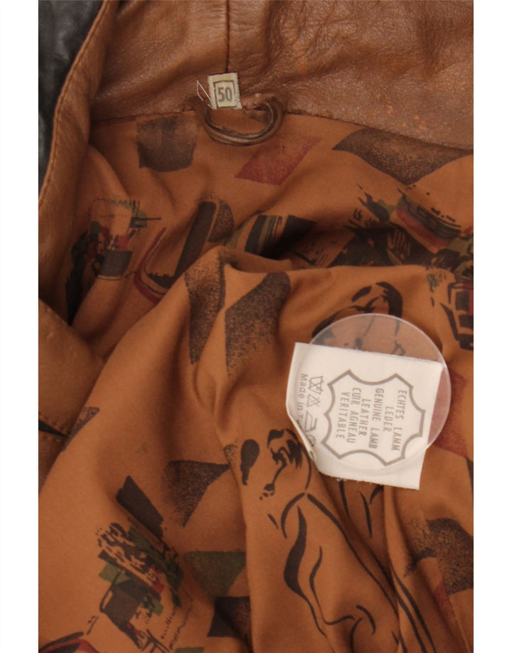 Giacca in pelle vintage da uomo IT 50 grande in pelle marrone