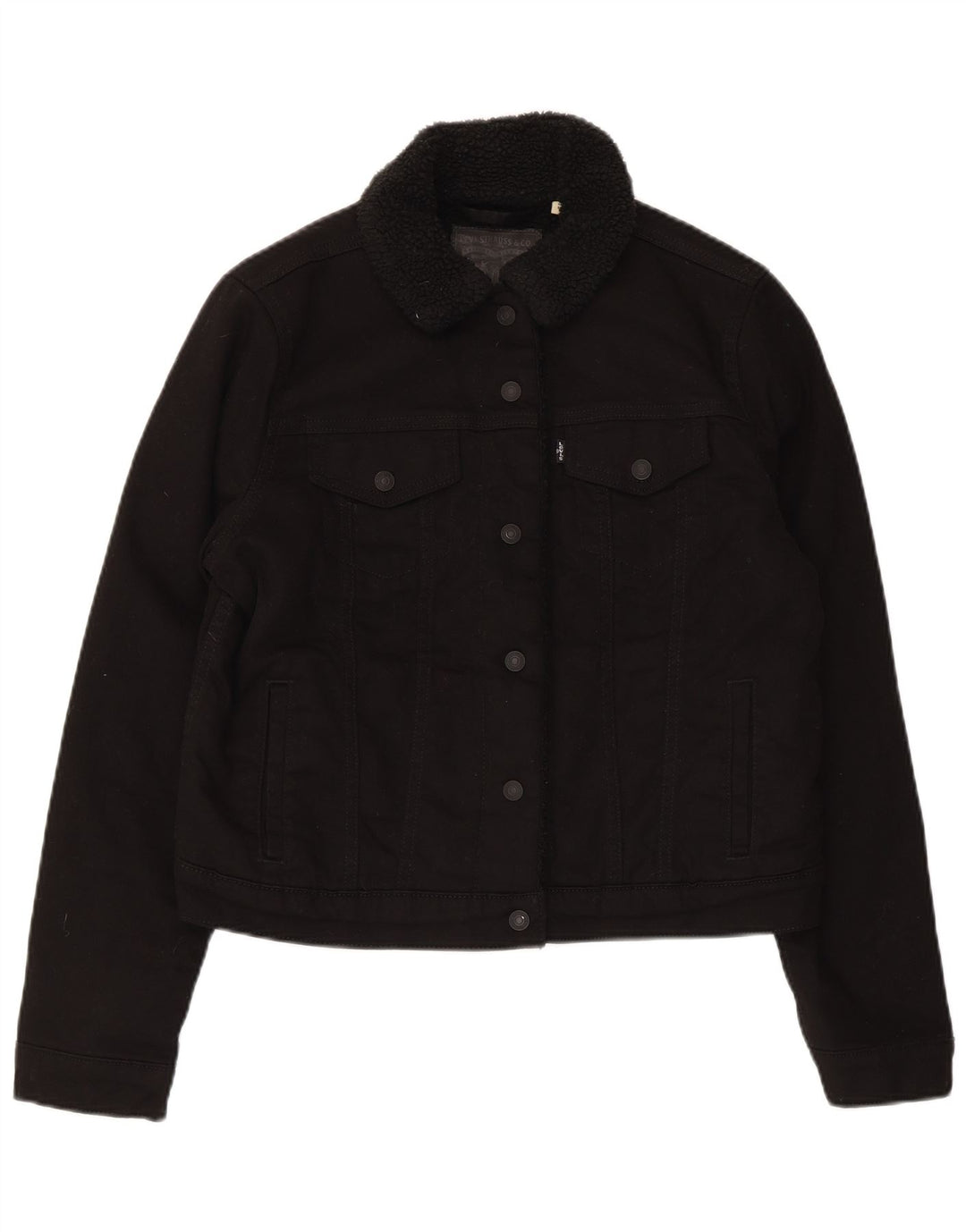 Giacca Levi's da donna in denim sherpa UK 16 grande cotone nero