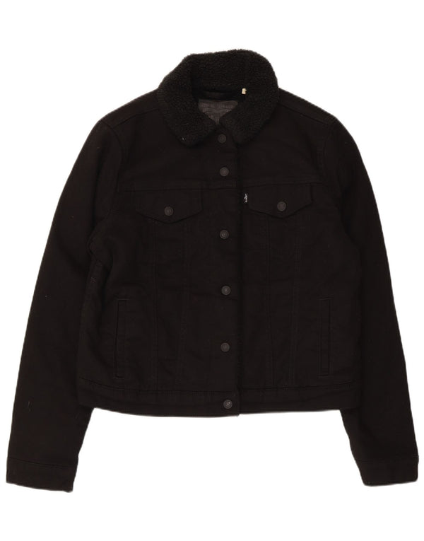 Giacca Levi's da donna in denim sherpa UK 16 grande cotone nero