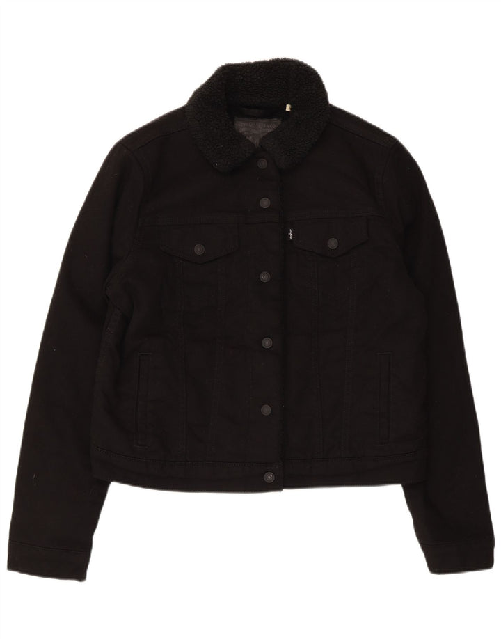 Giacca Levi's da donna in denim sherpa UK 16 grande cotone nero