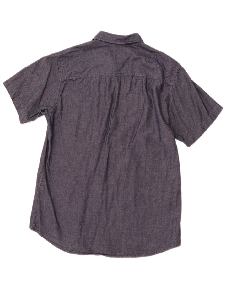 JACK & JONES Camicia da uomo slim fit a maniche corte in cotone blu navy medio