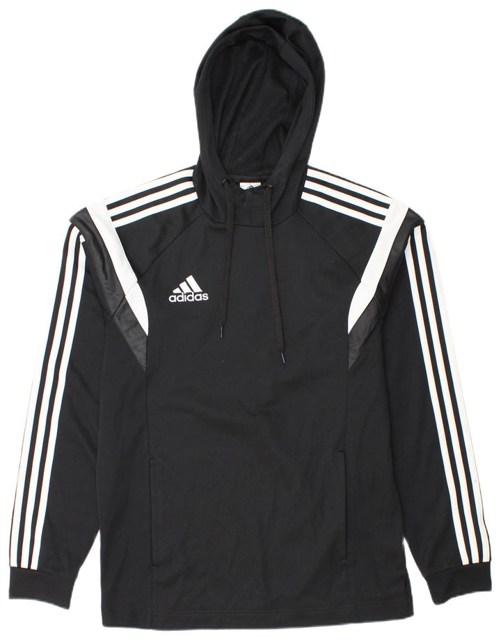 ADIDAS Mens Graphic Hoodie Jumper Small Black Polyester