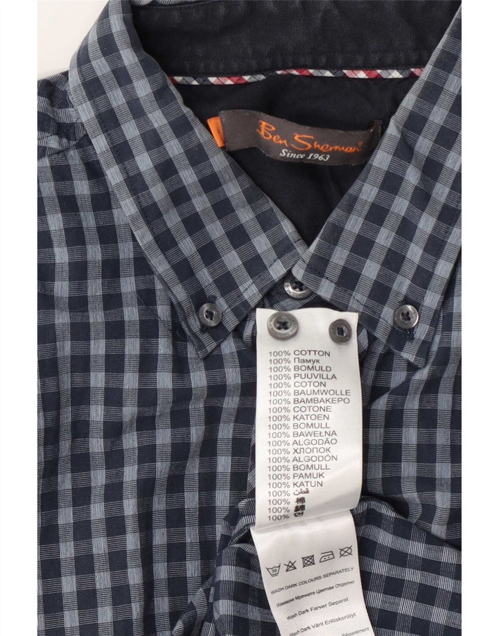 Camicia da uomo Ben Sherman grande in cotone a quadretti blu navy