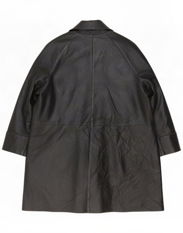 Cappotto oversize in pelle da donna vintage IT 44 Medio Nero