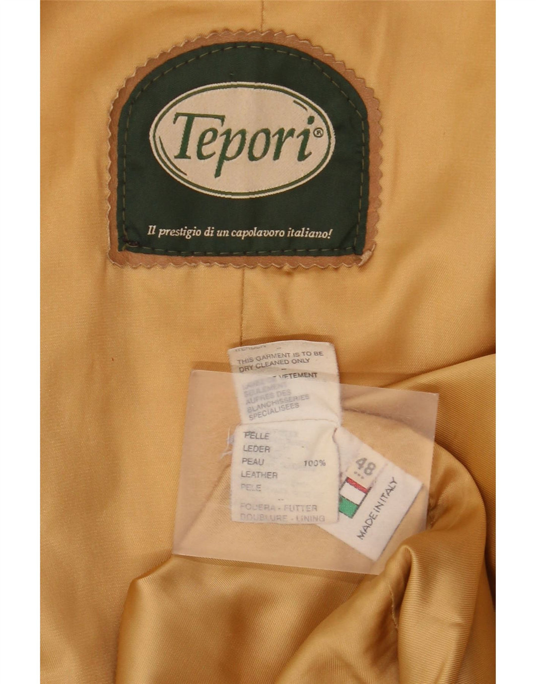 Giacca in pelle vintage da donna IT 48 XL in pelle beige