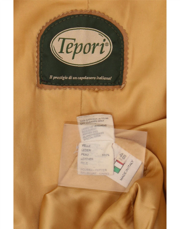 Giacca in pelle vintage da donna IT 48 XL in pelle beige
