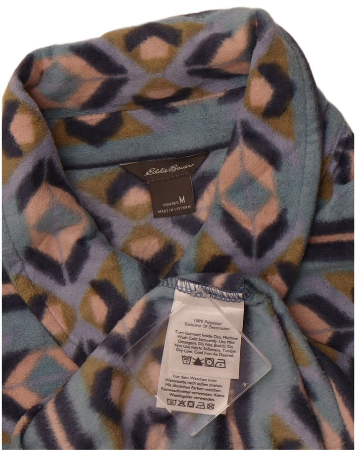 Camicia in pile da donna EDDIE BAUER UK 12 Poliestere Fair Isle blu medio