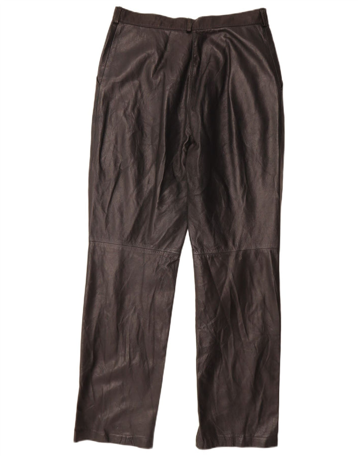Pantaloni dritti in pelle vintage da donna W29 L30 neri