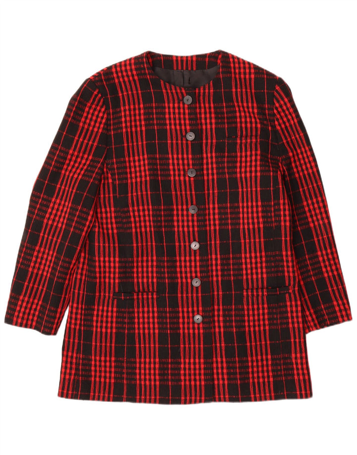 Giacca blazer da donna a 7 bottoni Gerry Weber UK 12 lana a quadri rossi medi