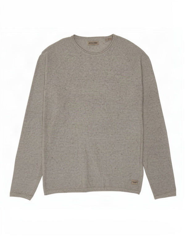 Jack & Jones Maglione da uomo con scollo a barchetta Piccolo cotone chiazzato grigio