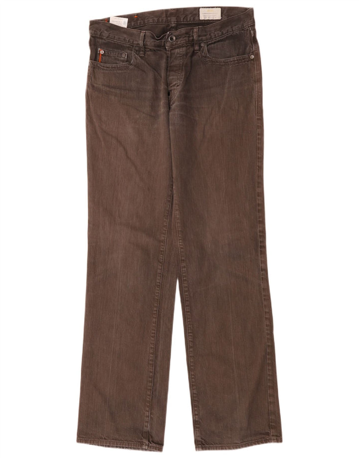 Jeans dritti da uomo vestibilità regolare Hugo Boss W34 L33 cotone marrone