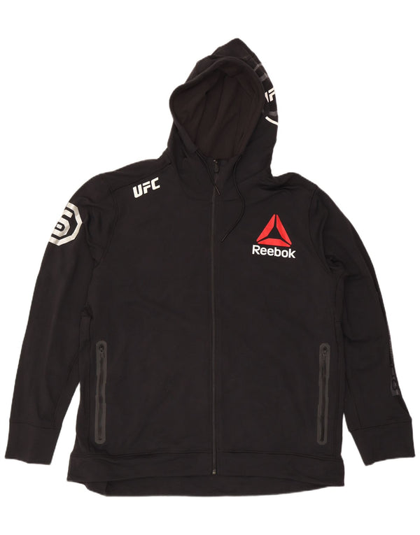 Felpa con cappuccio con zip grafica da uomo Reebok 2XL nylon nero