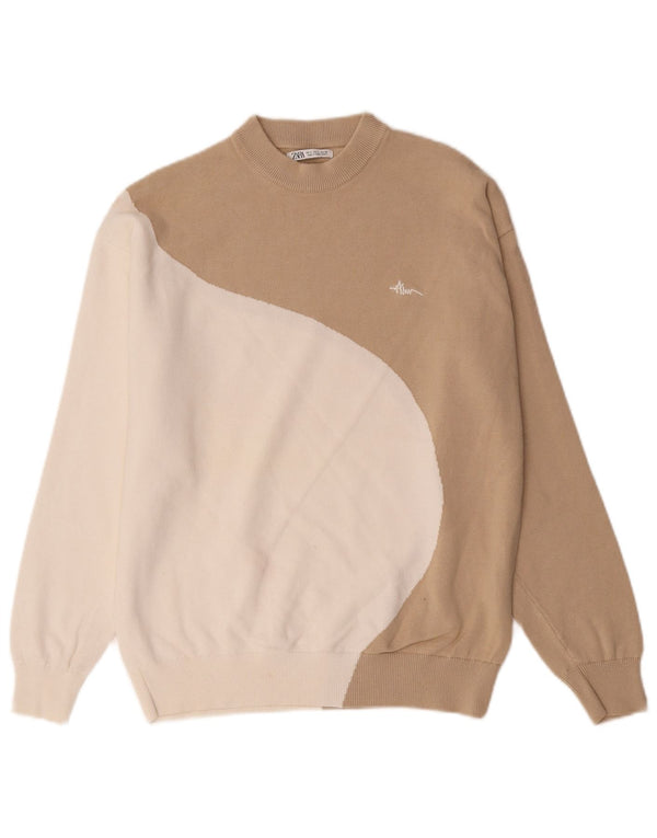 Felpa oversize da donna Zara UK 10 Small Beige Colourblock