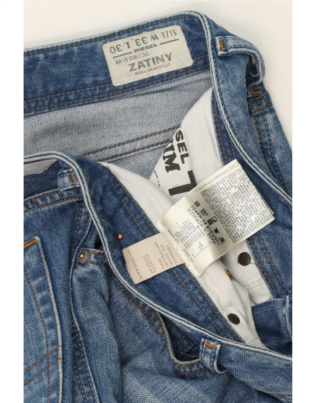 Jeans bootcut da uomo Diesel Zatiny vestibilità regolare W33 L30 cotone blu