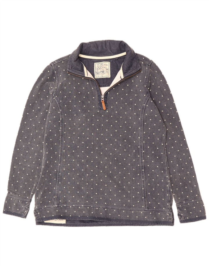 Felpa da donna con collo con zip Fat Face, maglione, UK 14, grande, blu navy maculato