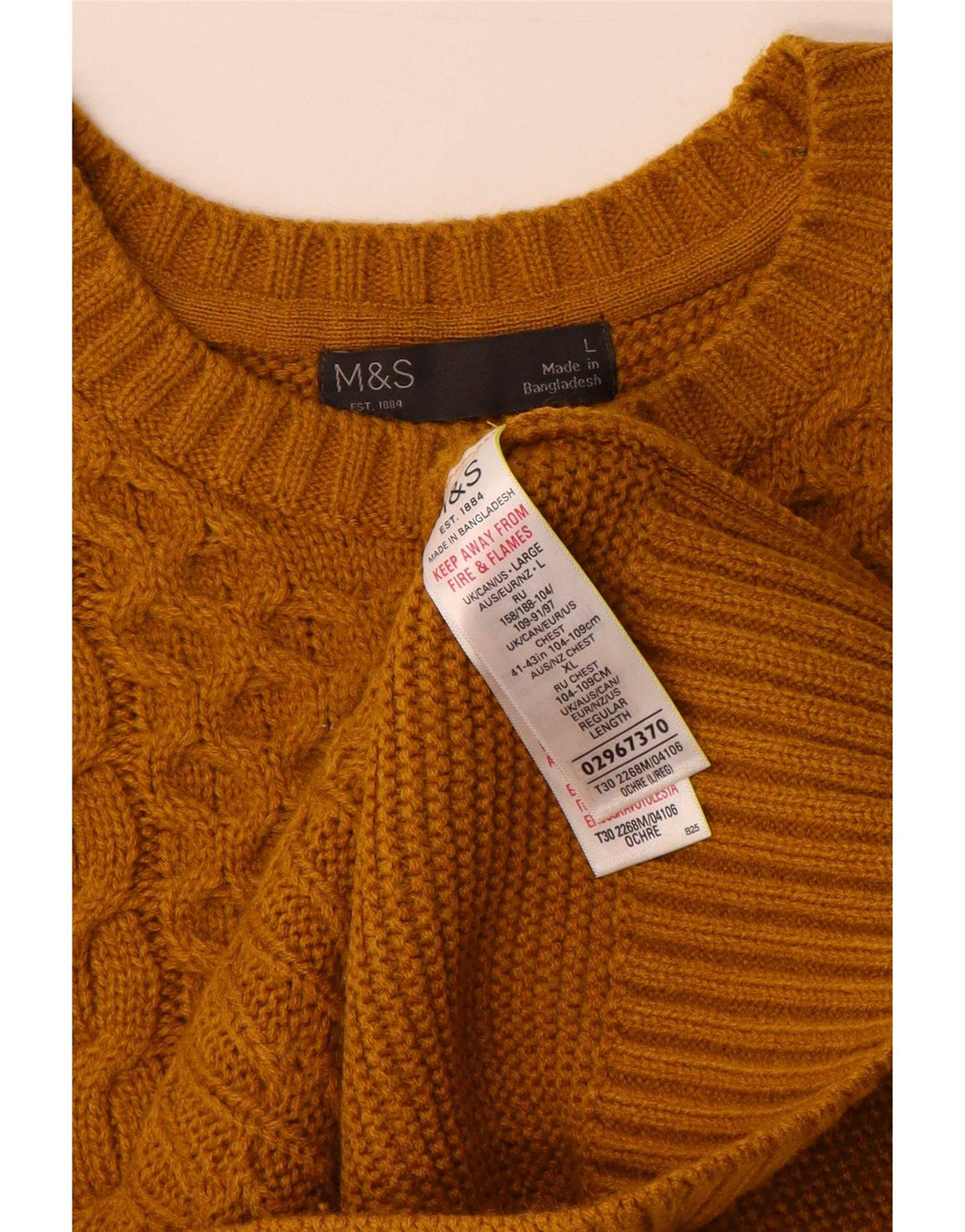 Maglione maglione girocollo da uomo Marks & Spencer grande acrilico giallo