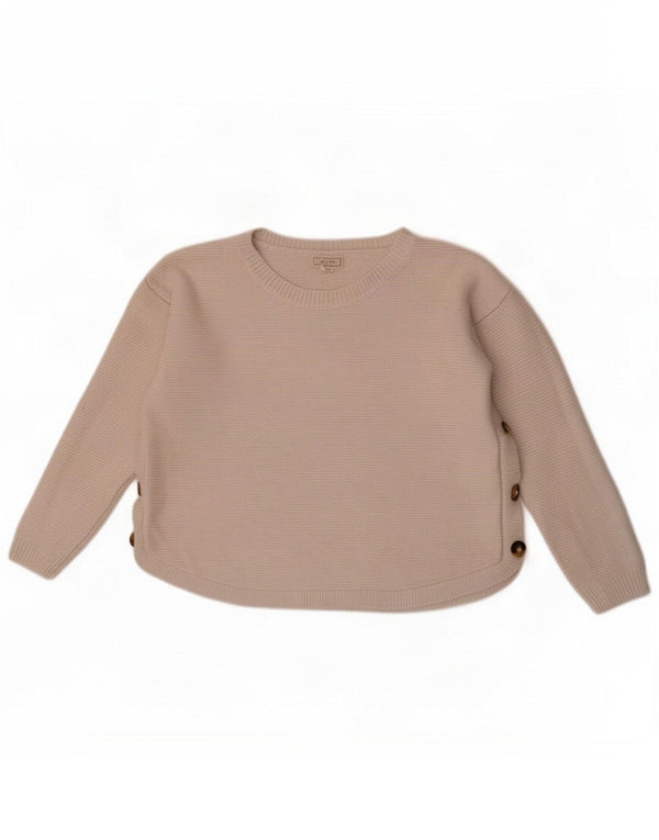 Fat Face Maglione corto da donna con scollo a barchetta UK 10 Piccolo bianco in viscosa