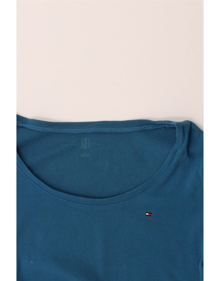 TOMMY HILFIGER Womens T-Shirt Top UK 12 Medium Blue Cotton Vintage Tommy Hilfiger and Second-Hand Tommy Hilfiger from Messina Hembry 