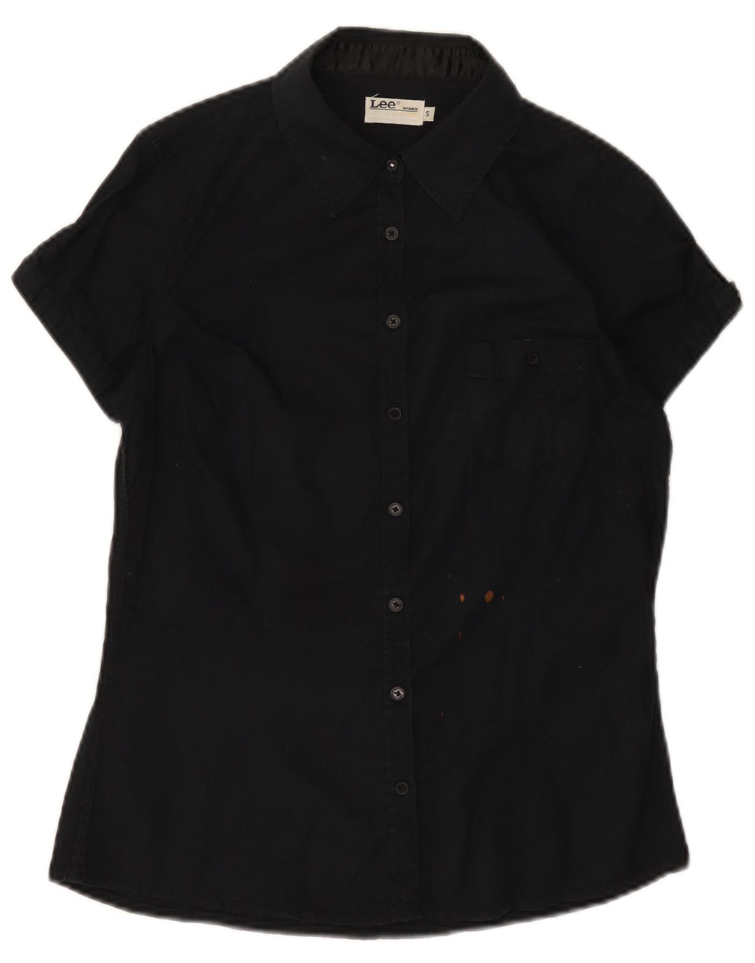 Camicia a maniche corte da donna Lee UK 10 piccola in cotone nero