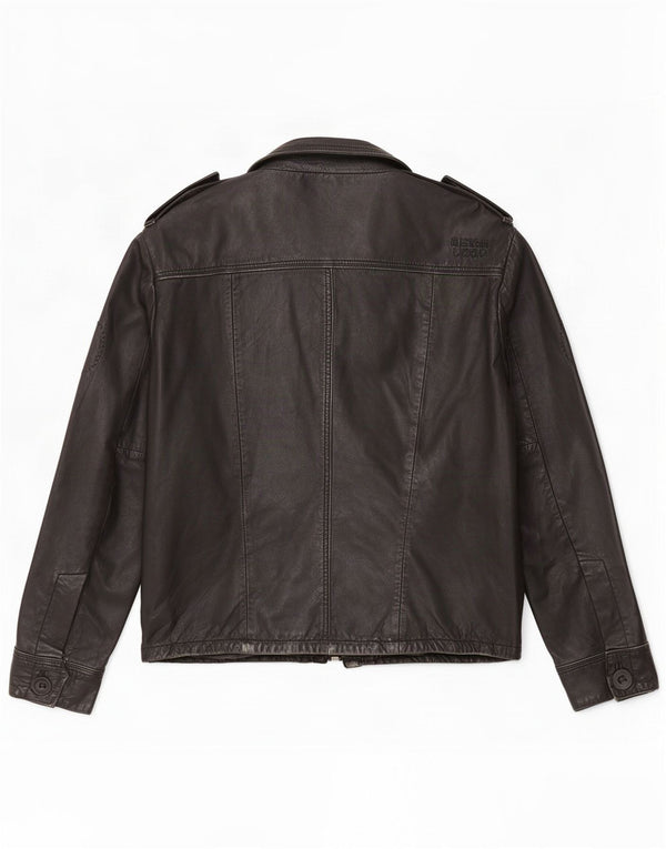Giacca in pelle militare da uomo Superdry UK 40 grande nera