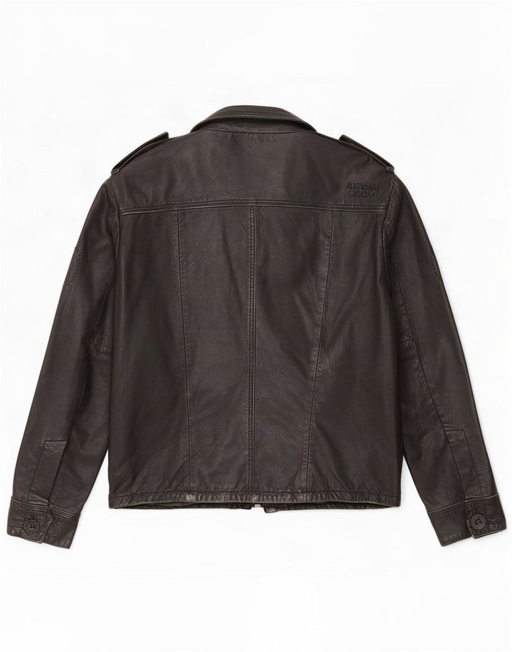 Giacca in pelle militare da uomo Superdry UK 40 grande nera