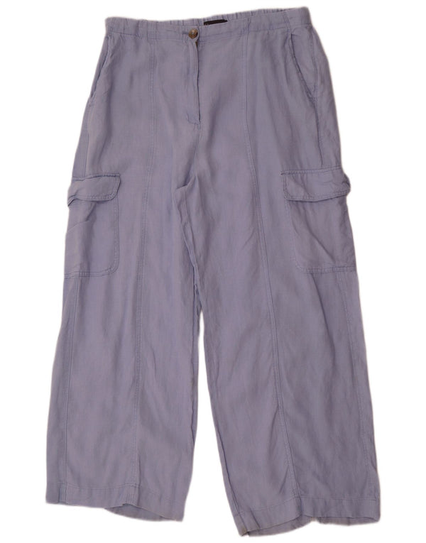 Pantaloni cargo a gamba larga da donna Marks & Spencer UK 16 Large W34 L30 Blu