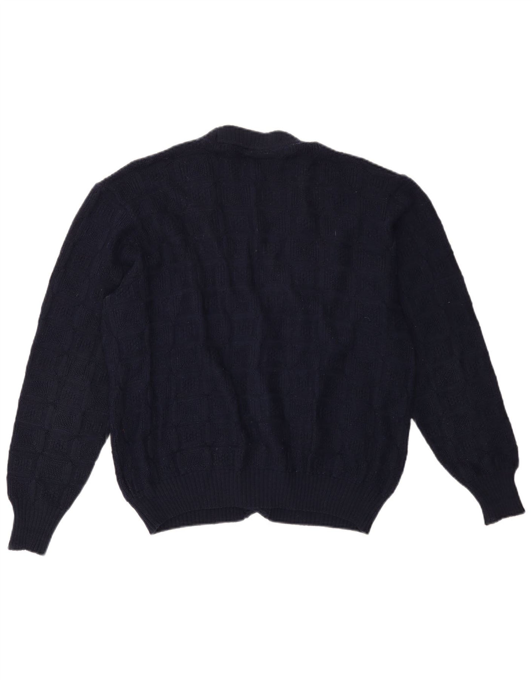 Maglione cardigan da uomo vintage in lana blu navy media