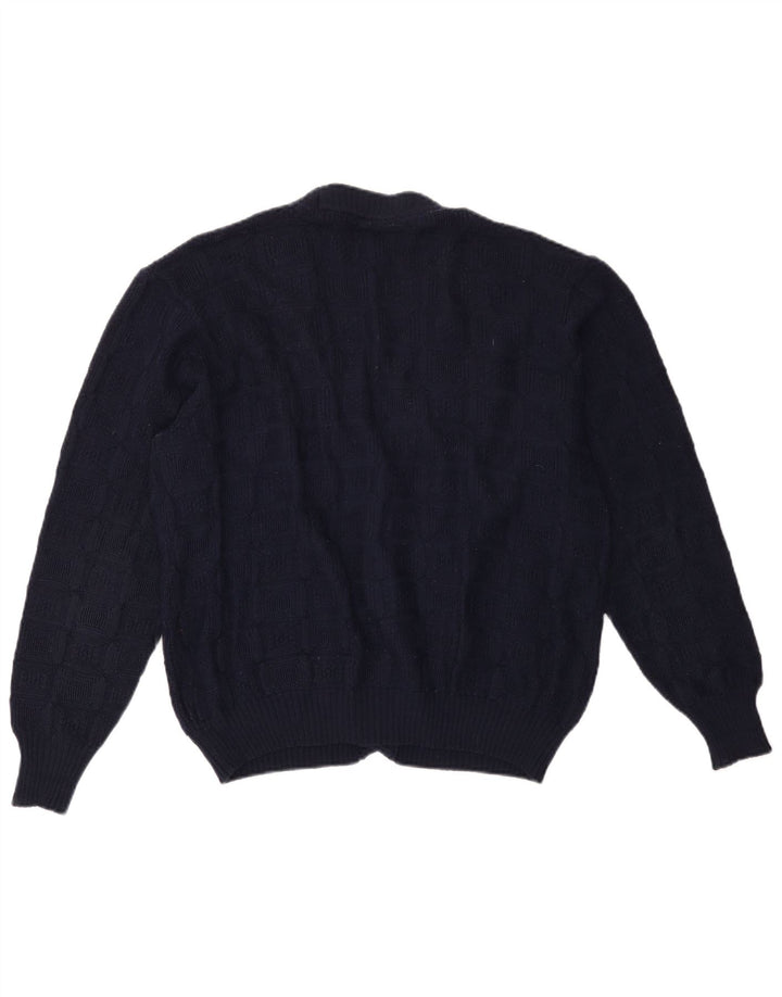 Maglione cardigan da uomo vintage in lana blu navy media