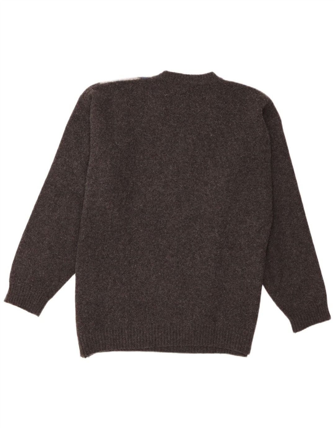 Maglione vintage da uomo con scollo a V XL Grigio Argyle/Diamond Lambswool