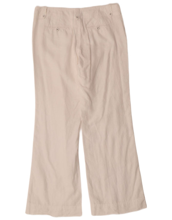 MONSOON Pantaloni chino bootcut da donna UK 12 Medium W32 L31 Lino bianco