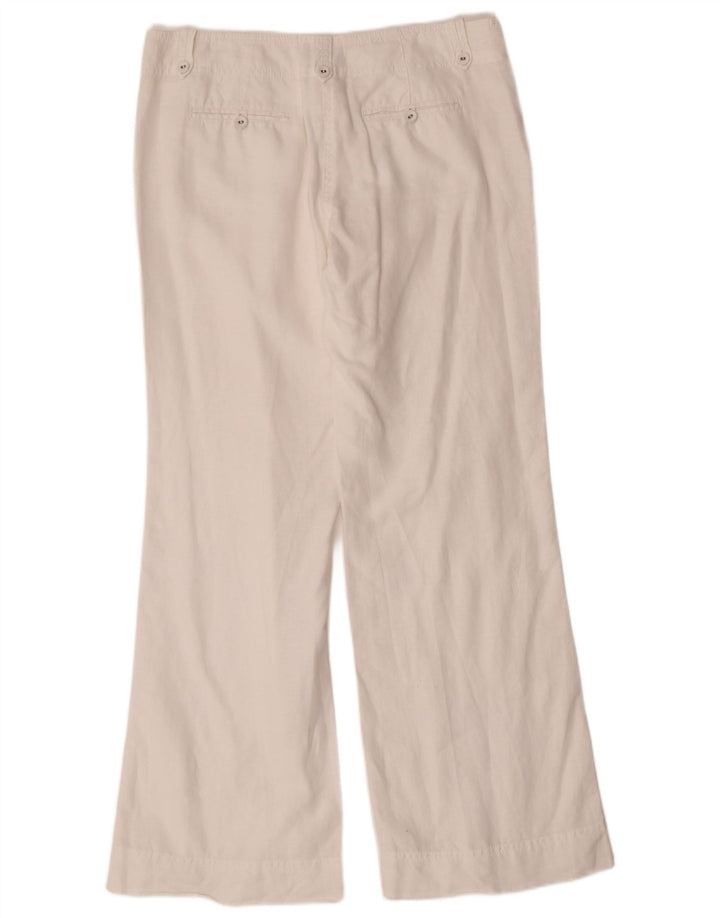MONSOON Pantaloni chino bootcut da donna UK 12 Medium W32 L31 Lino bianco
