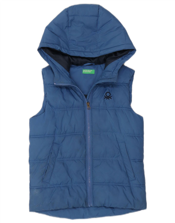Gilet imbottito con cappuccio per ragazzi Benetton 11-12 anni Large Blu in poliestere
